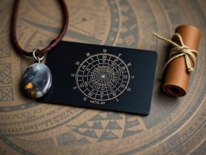 engraved natal chart and a stone pendant