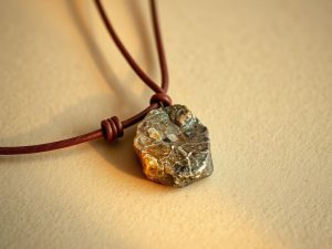Raw Stone Pendant Leather Necklace